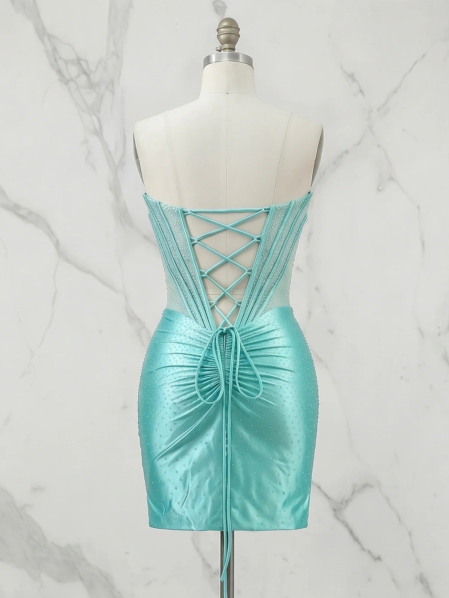 Playful Ice Blue Glitter Corset Short Homecoming Dresses Mini Dress
