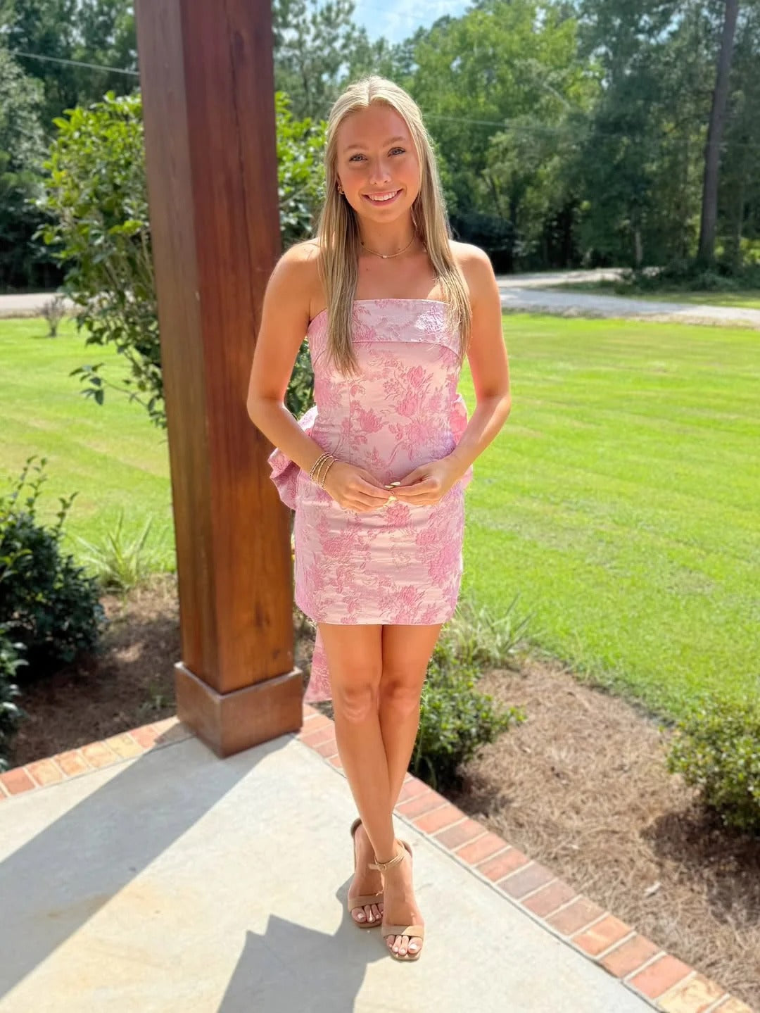 Strapless Tight Homecoming Dresses with Back Bow