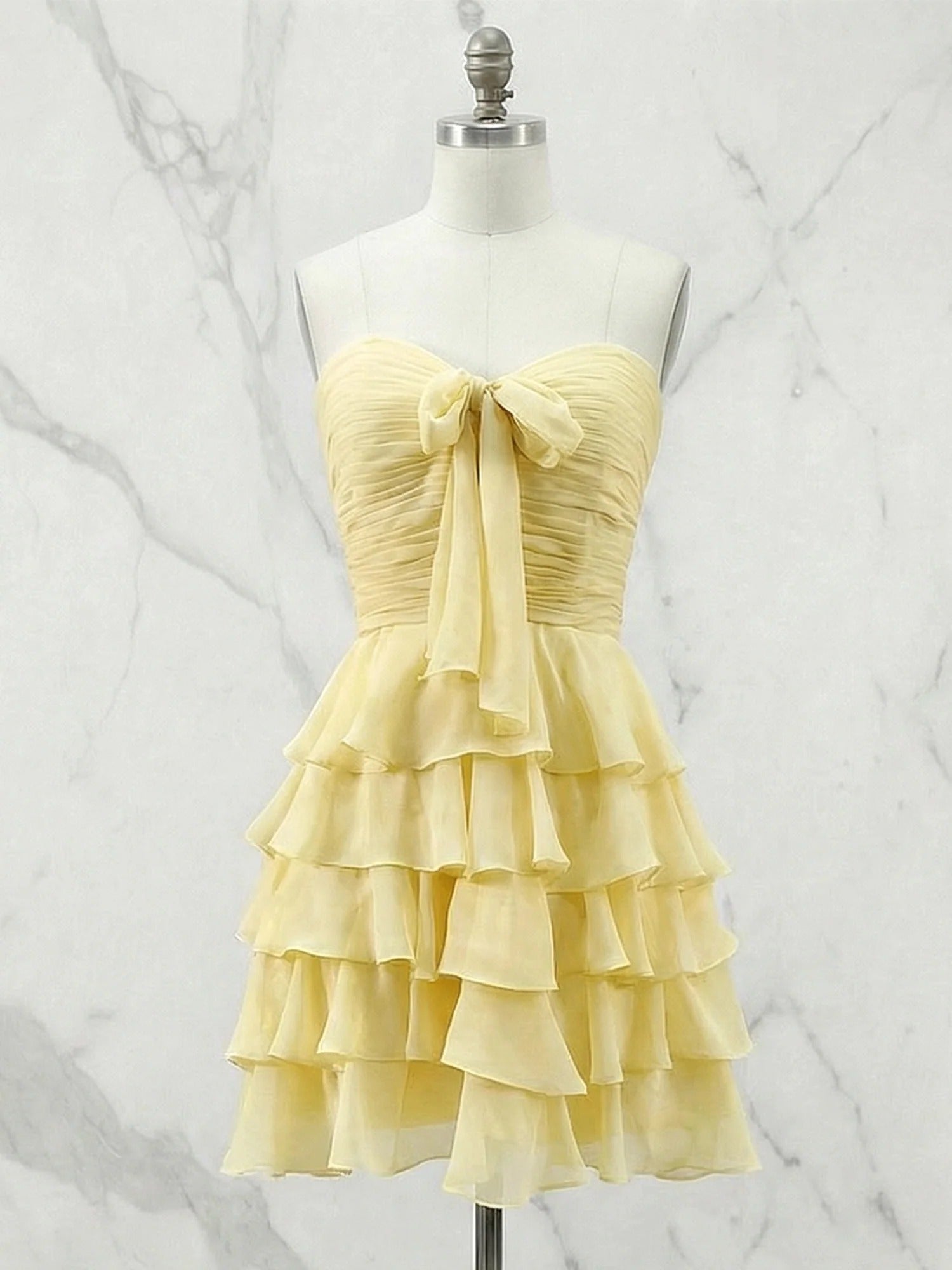 Chiffon A Line Tiered Short Homecoming Dress with Ruffles
