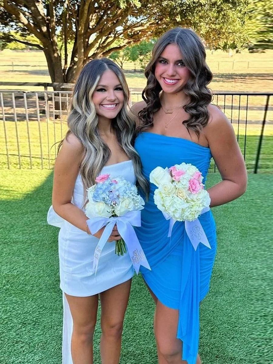 Strapless Daraped Short Homecoming Party Dress