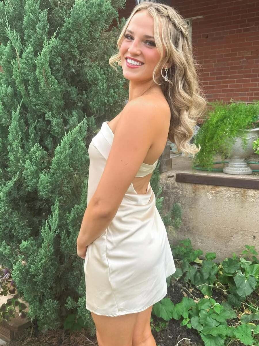A Line Strapless Mini Homecoming Party Dress
