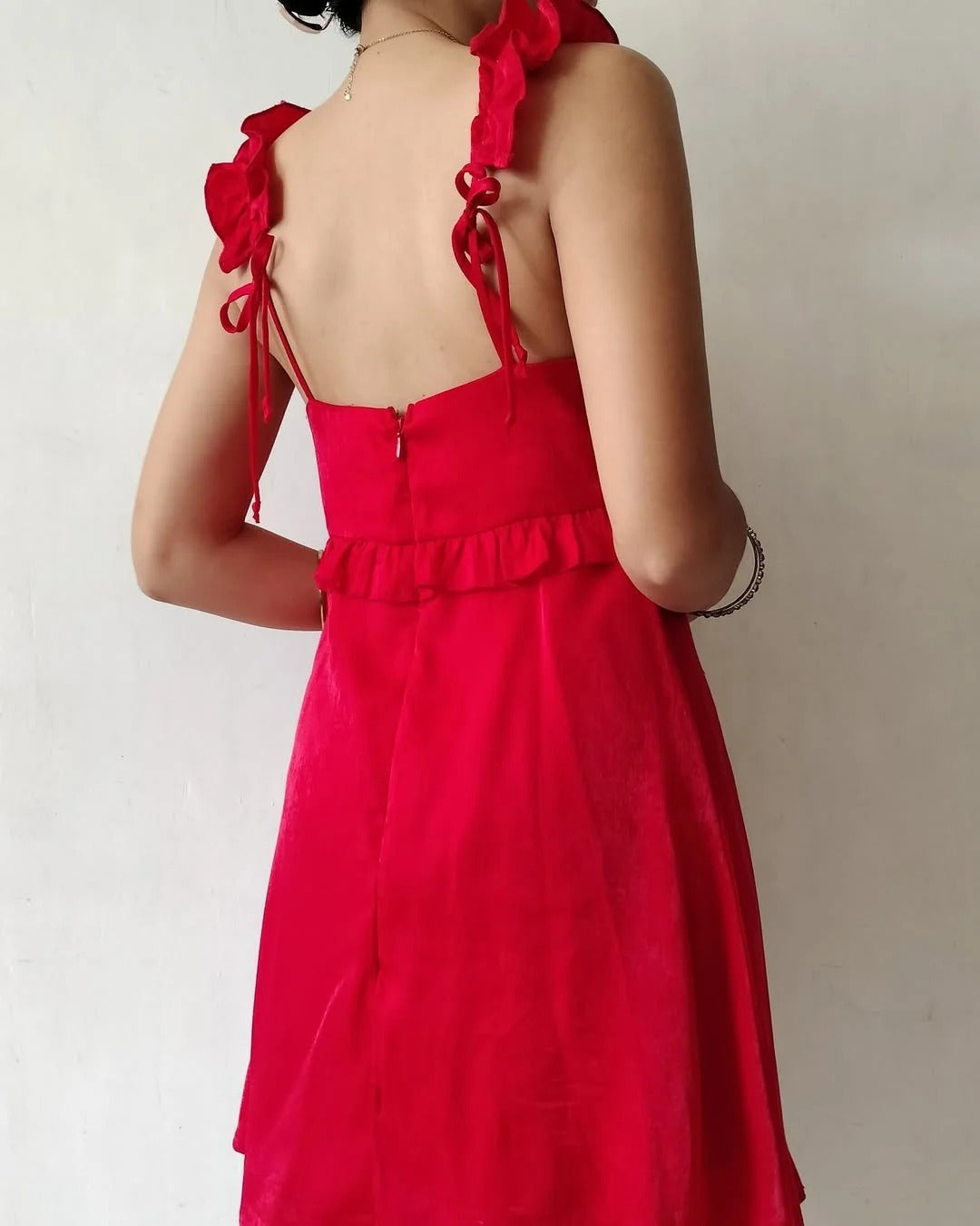 Satin Homecoming Dress Short Cocktail Dress with Ruffles