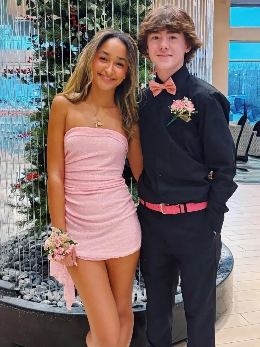Fitted Spaghetti Straps Beaded Homecoming Dress