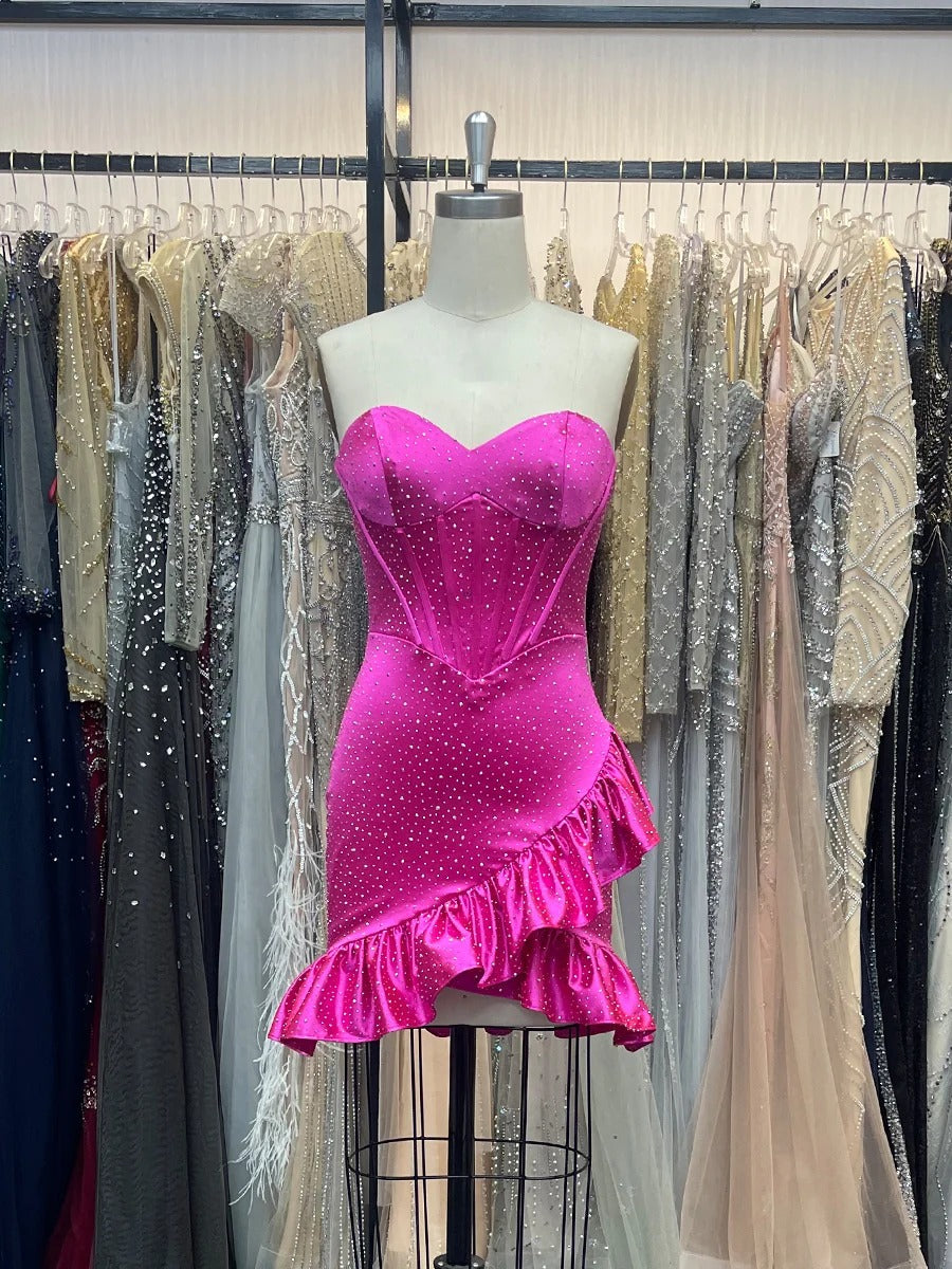 Sparkly Tight Short Corset Homecoming Dress with Beading