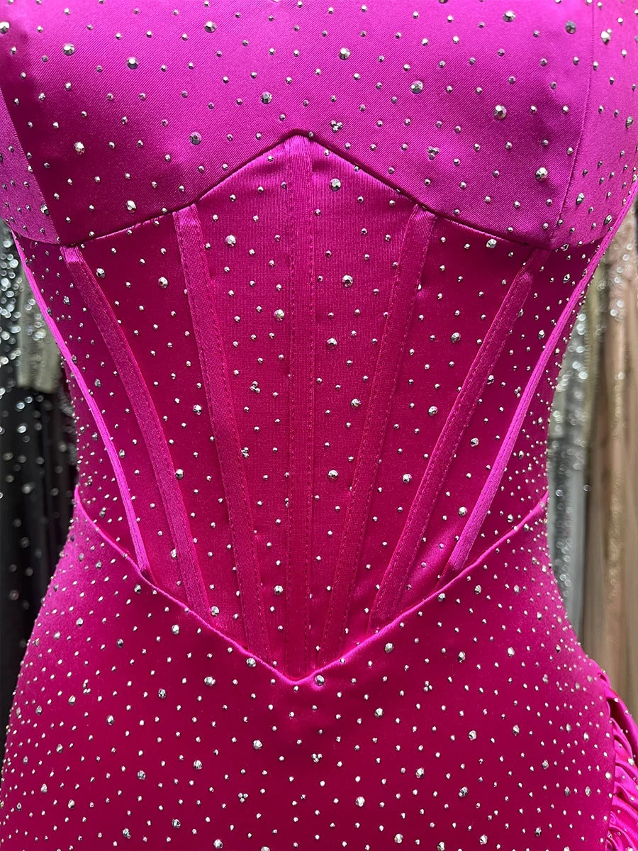 Sparkly Tight Short Corset Homecoming Dress with Beading