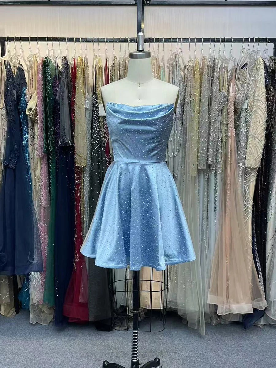 A Line Strapless Short Homecoming Dress