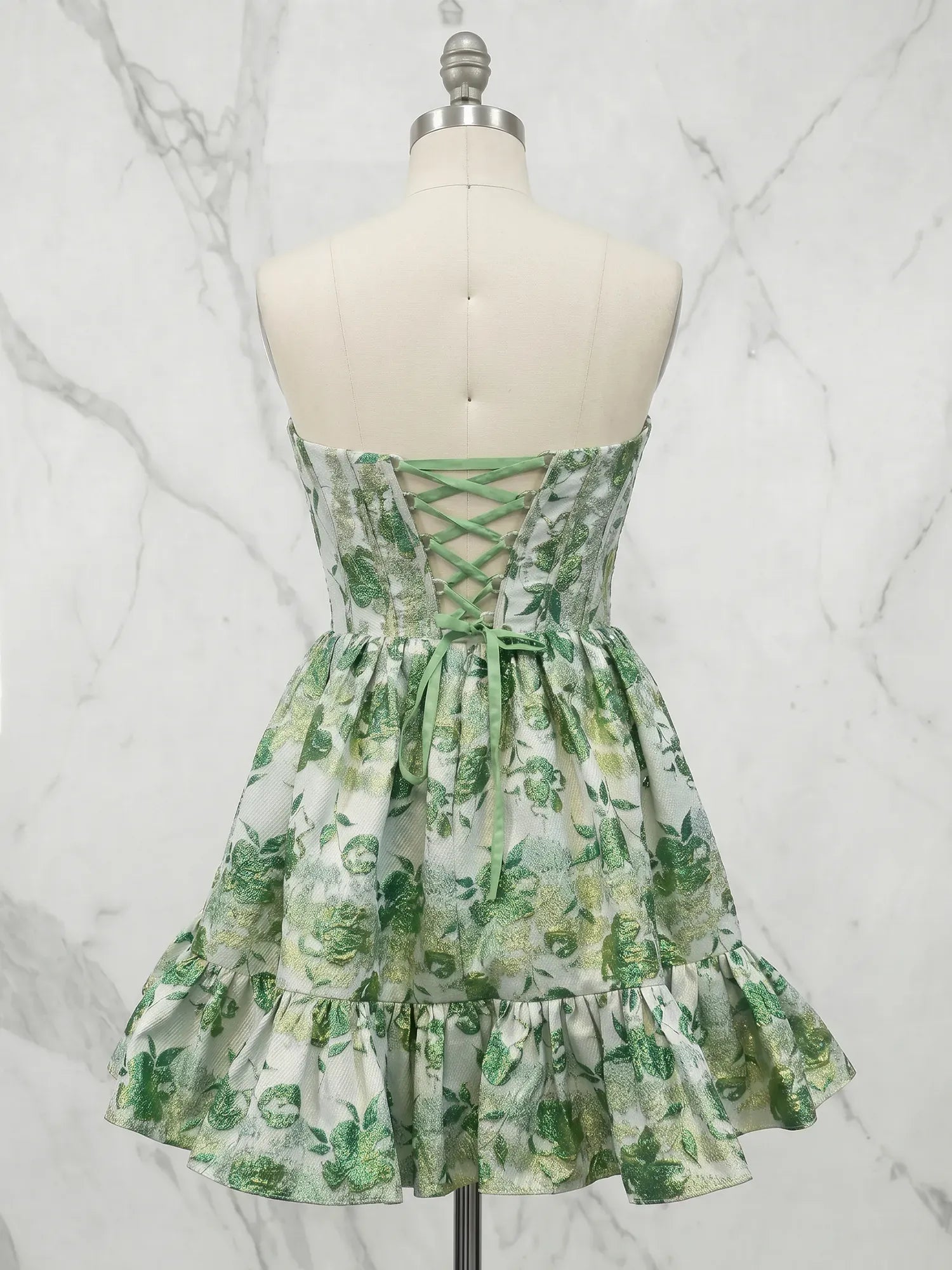 Strapless Sweetheart Floral Printed A-Line Mini Homecoming Dresses