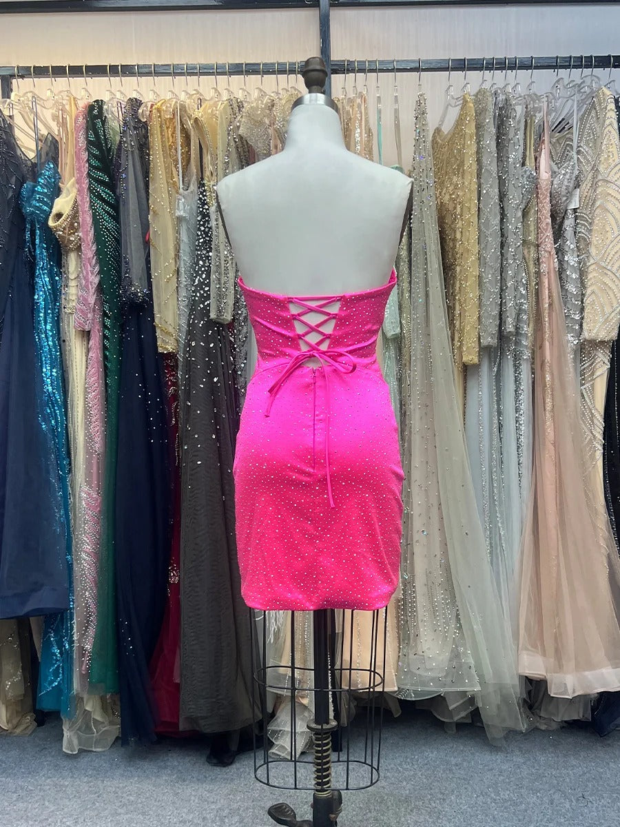 Bodycon Strapless Sweetheart Short Homecoming Dress with Keyholes