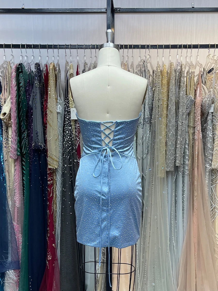 Bodycon Strapless Sweetheart Short Homecoming Dress with Keyholes