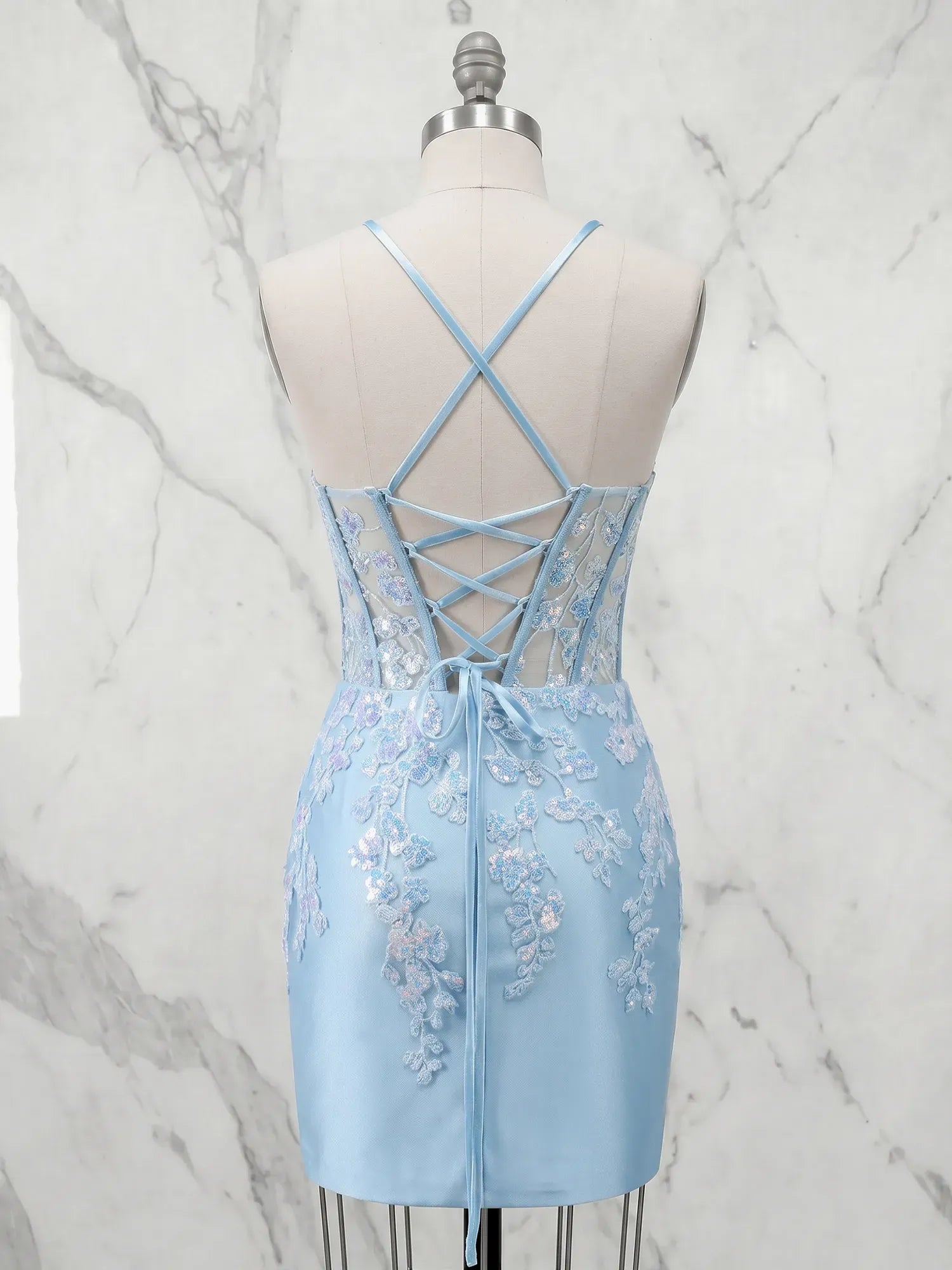 Sweetheart Lace Appliqué Corset Mini Homecoming Dresses with Illusion Bodice