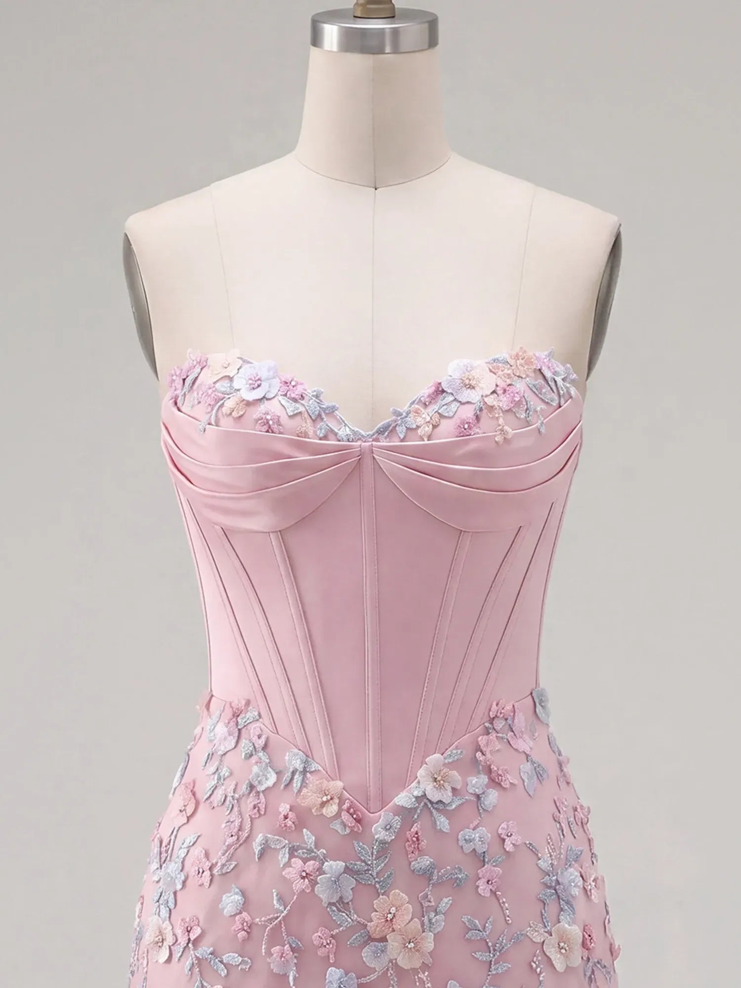 Strapless Floral Jacquard Homecoming Short Dress with Lace-Up Back