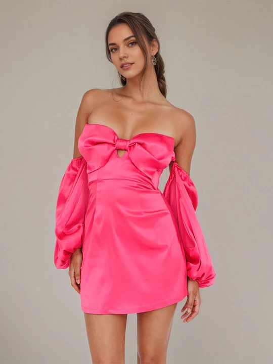 Cute Long-sleeves Bow Homecoming Dresses To Impress