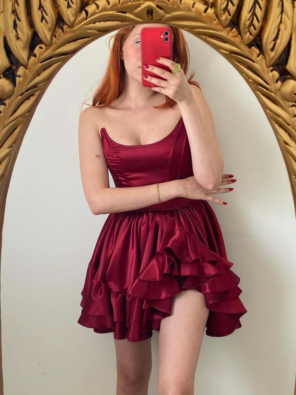A-Line Strapless Tiered Short Homecoming Dress