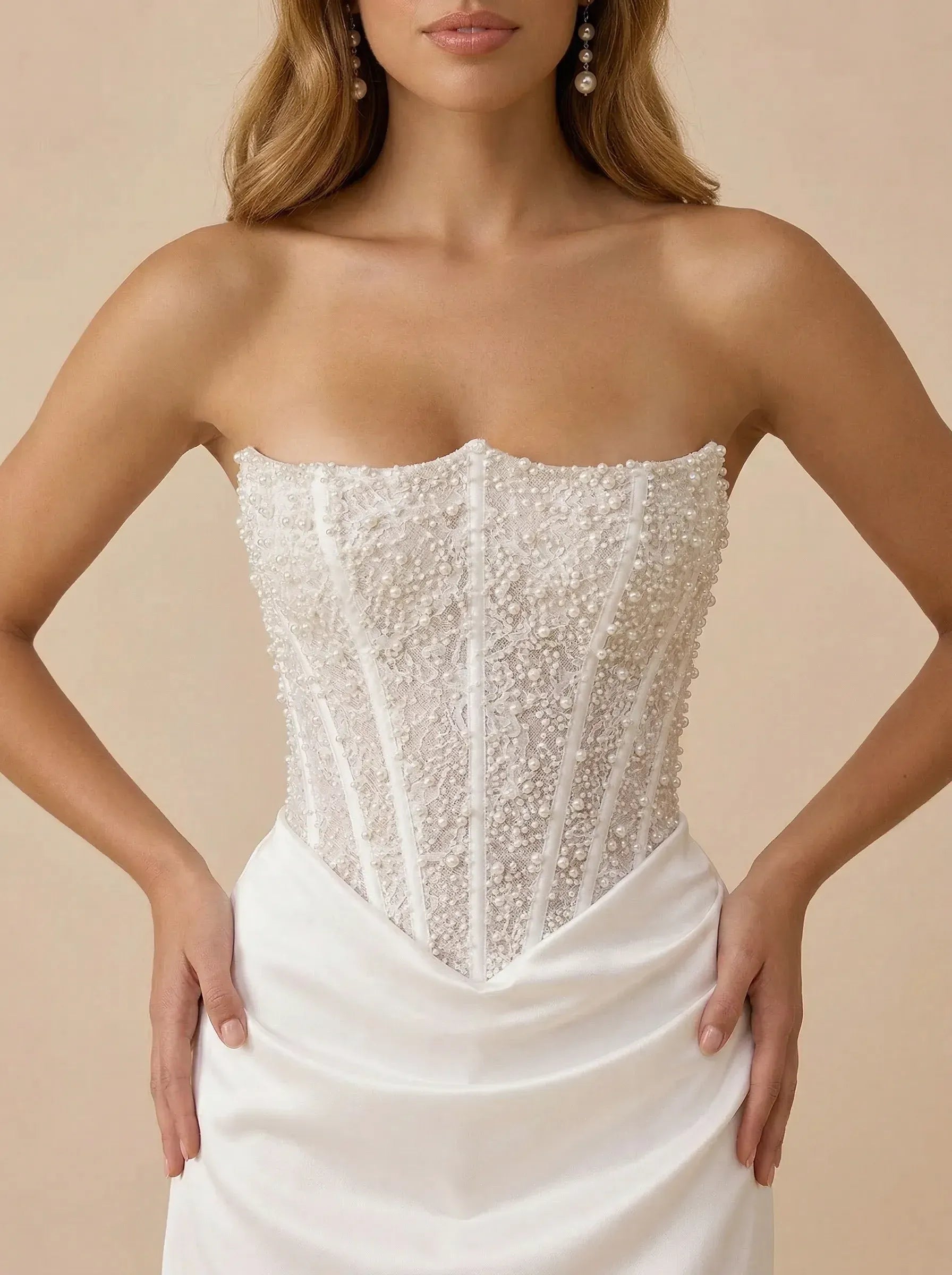 Strapless Sequin Beaded Satin Short Homecoming Dress with Corset