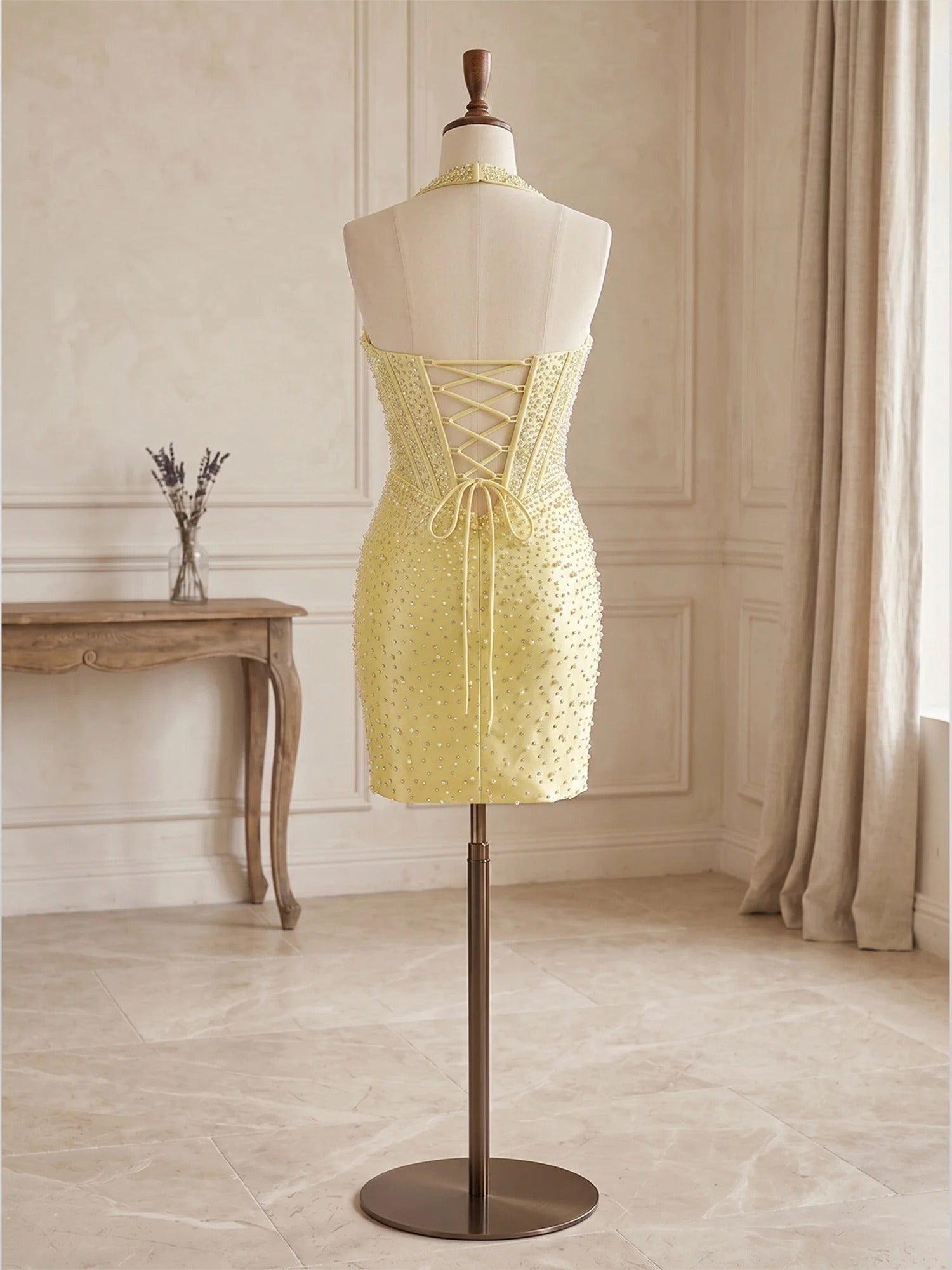 Pearl Beaded Corset Short Homecoming Dresses
