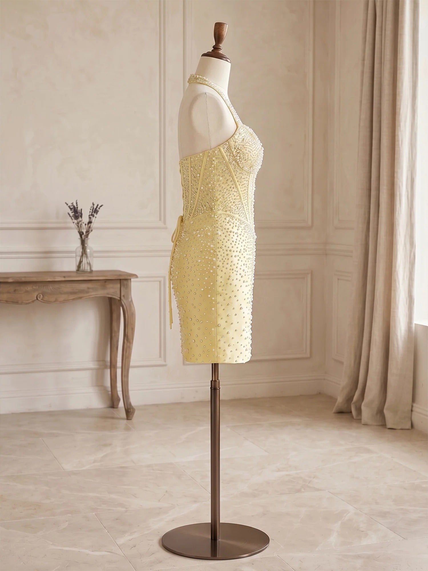 Pearl Beaded Corset Short Homecoming Dresses