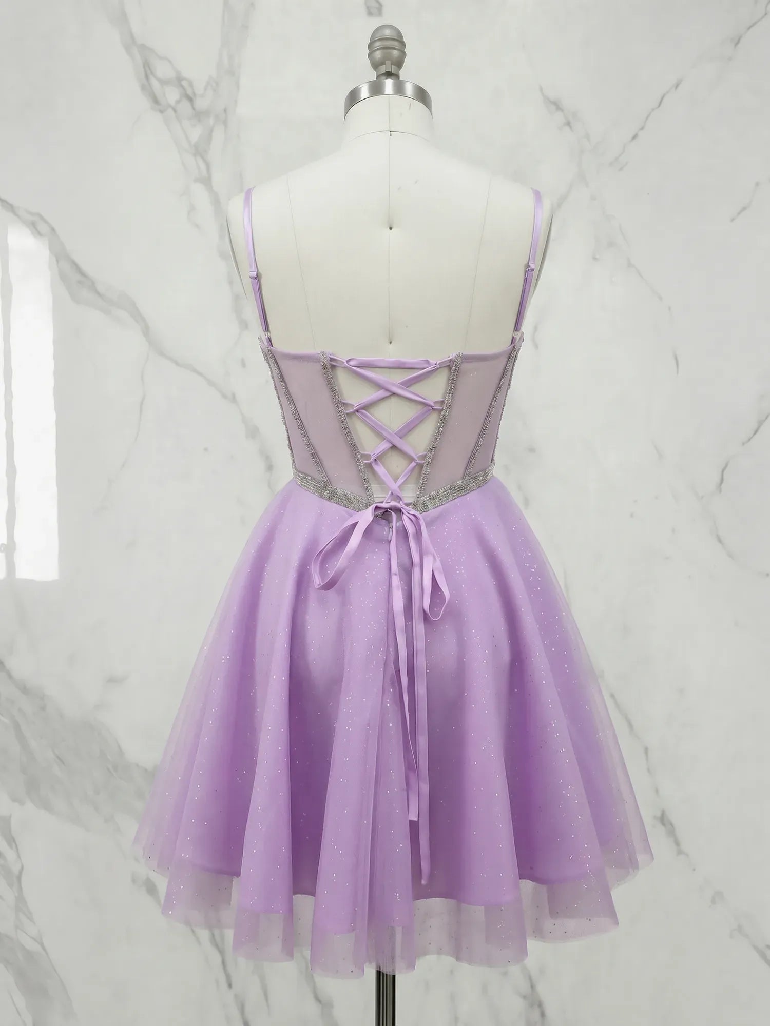 Sweetheart Beaded Tulle Short Homecoming Dress