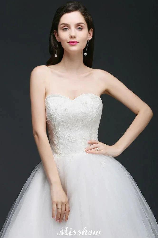 Hi-Lo Tulle A-line Lace Wedding Dress (ZD13928)