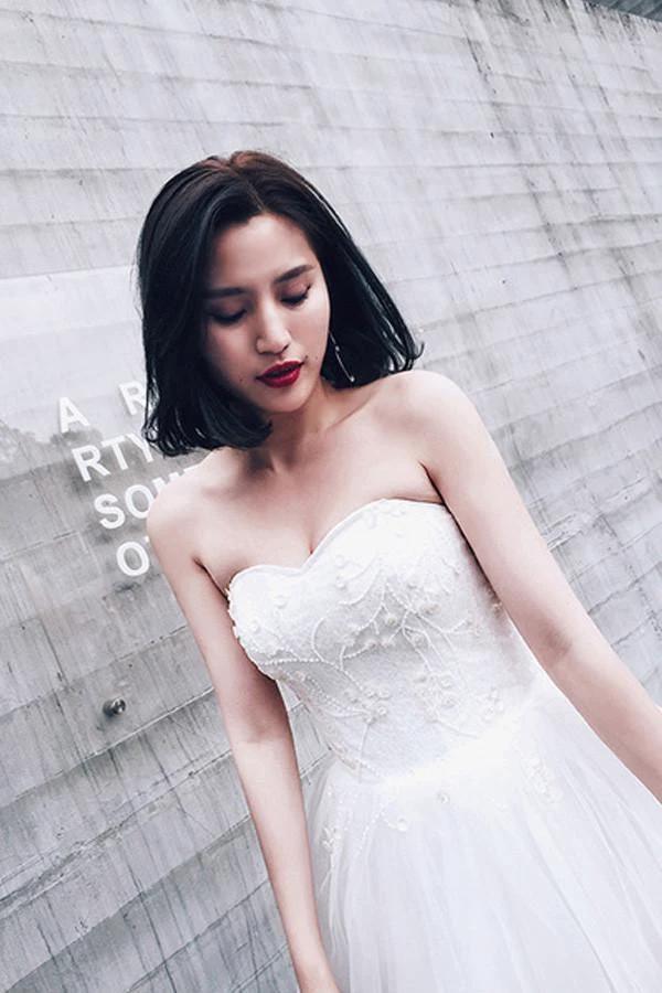 High Low Sweet Heart Tulle Beading Wedding Dresses With Court Train (ZD15461)