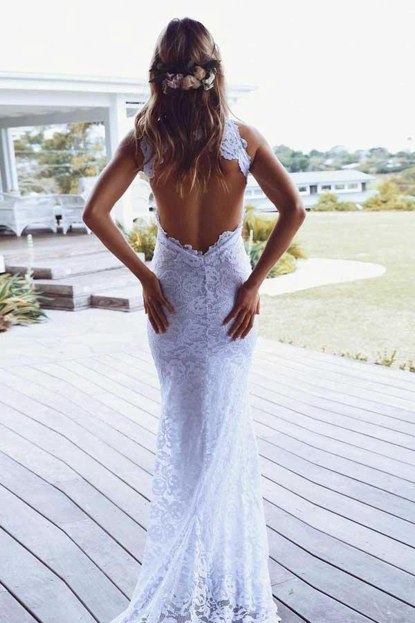 High Neckline Lace Backless Mermaid Wedding Dresses With Court Train (ZD16204)