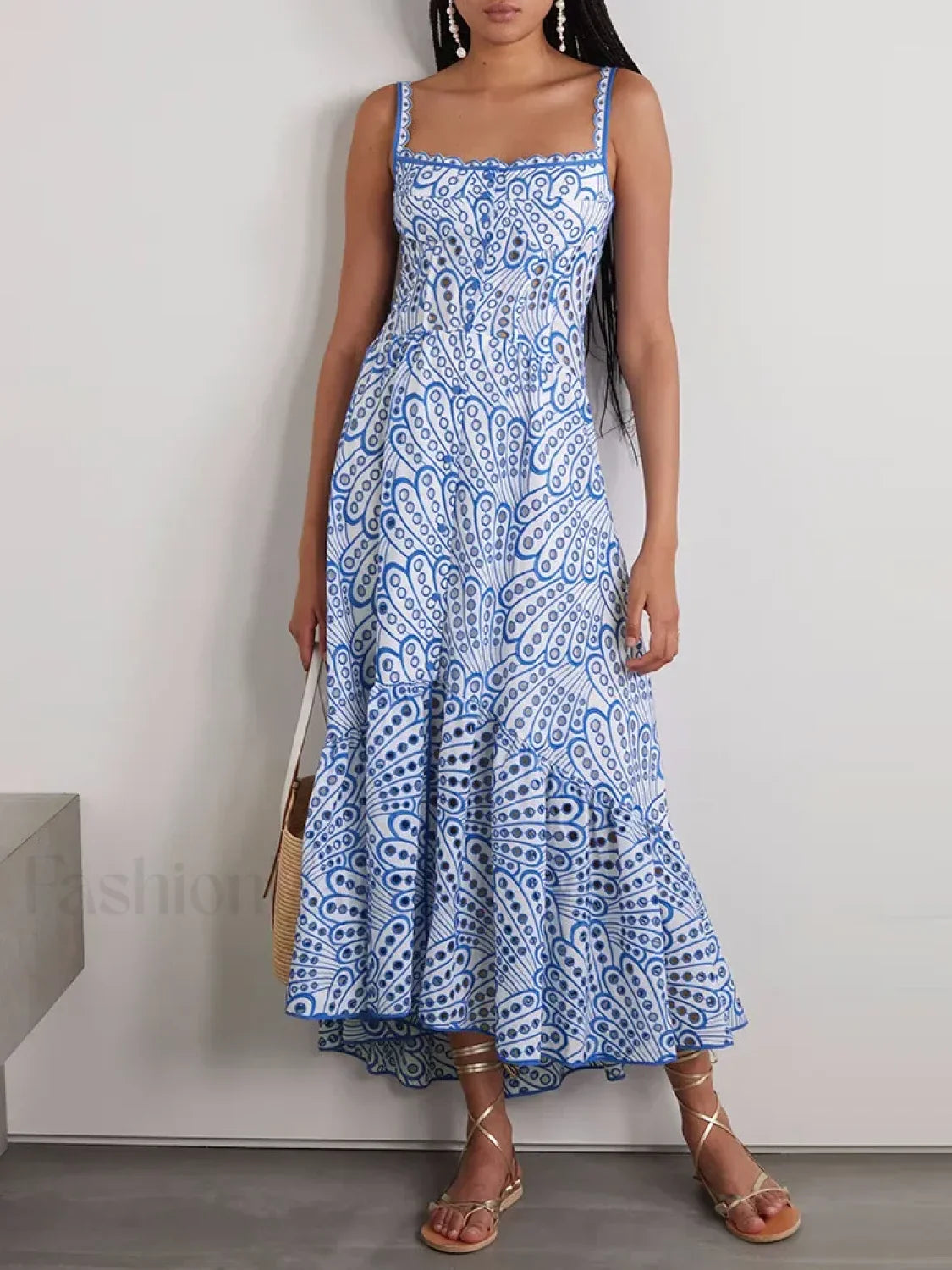 Hollow Out Square Dress with Relaxed Fit and Comfort Fit Design