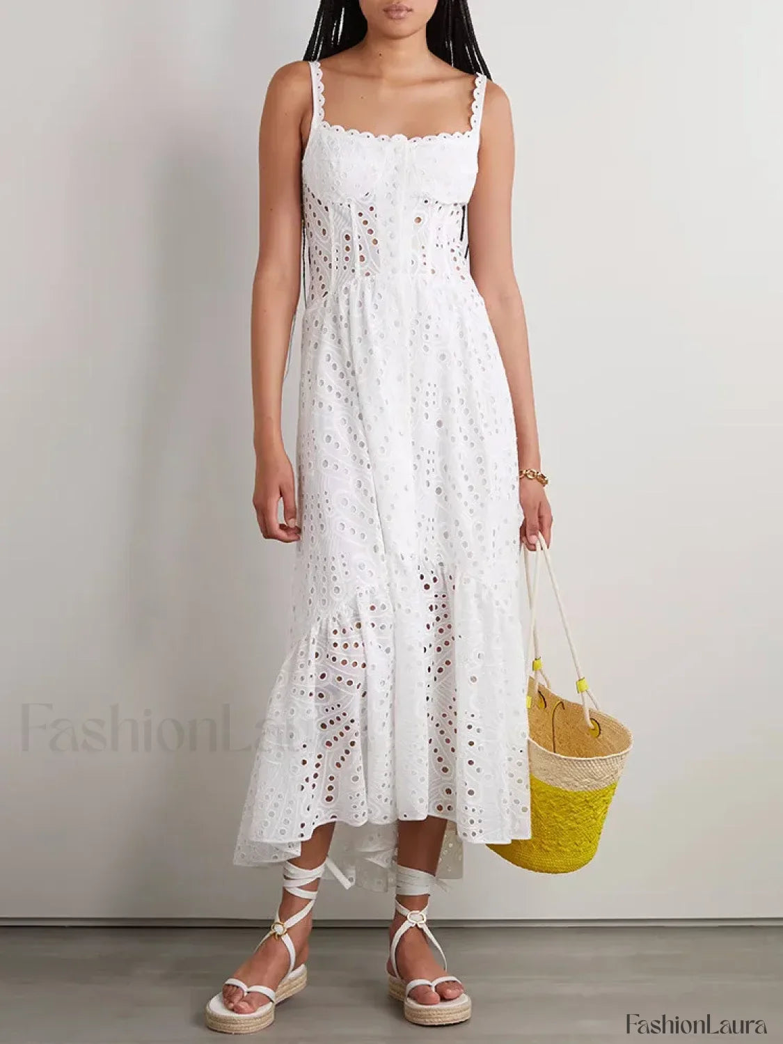 Hollow Out Square Dress with Relaxed Fit and Comfort Fit Design