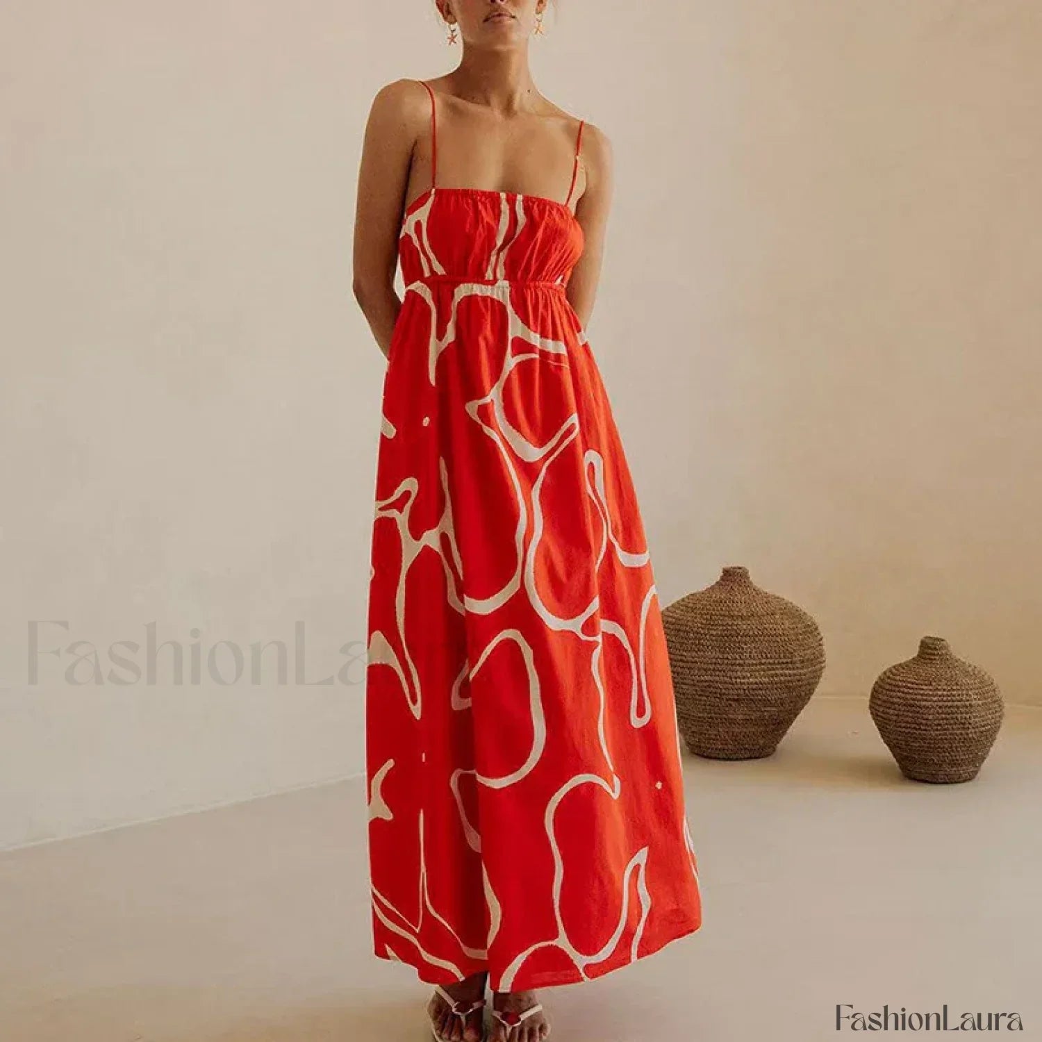 Hollow-Out Swing Floral Dress