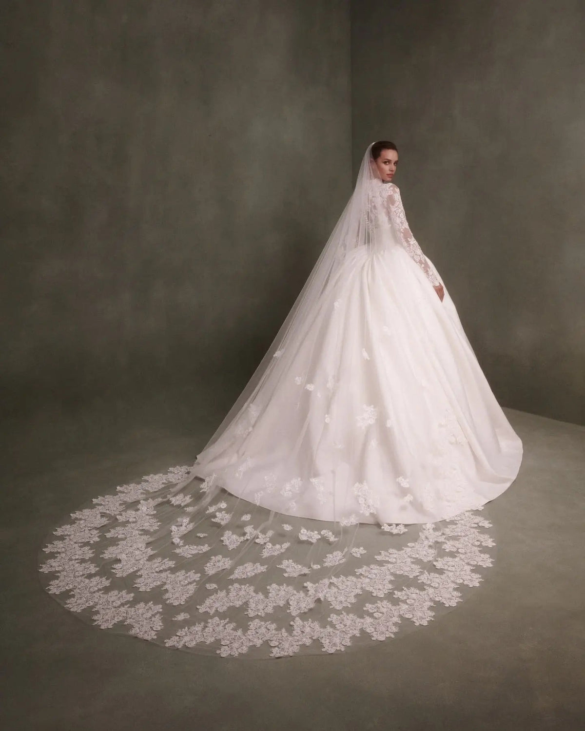 Classic Long Sleeve Lace Ball Gown Wedding Dress ZP180