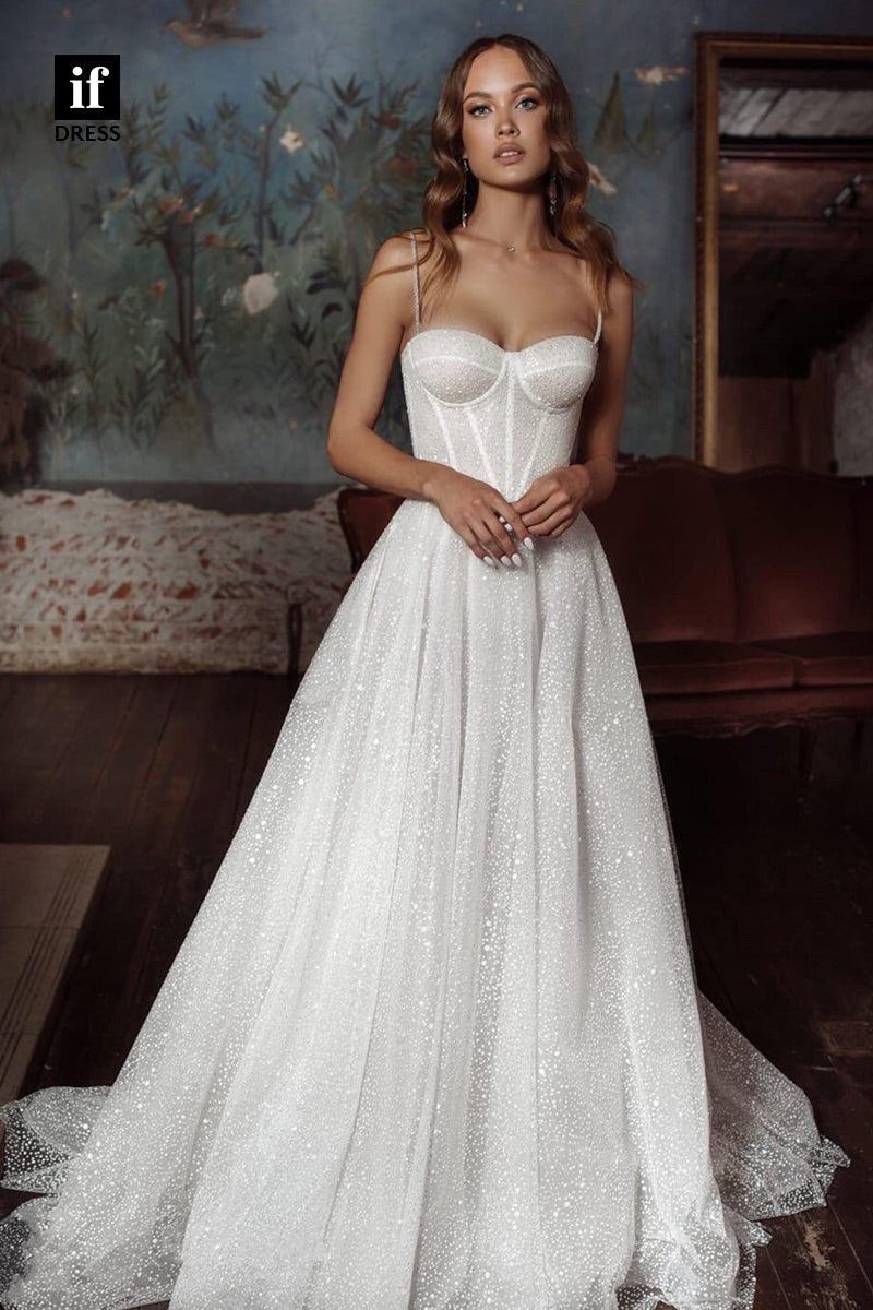 30550 - A-line Sweetheart Sparkly Rustic Wedding Dress