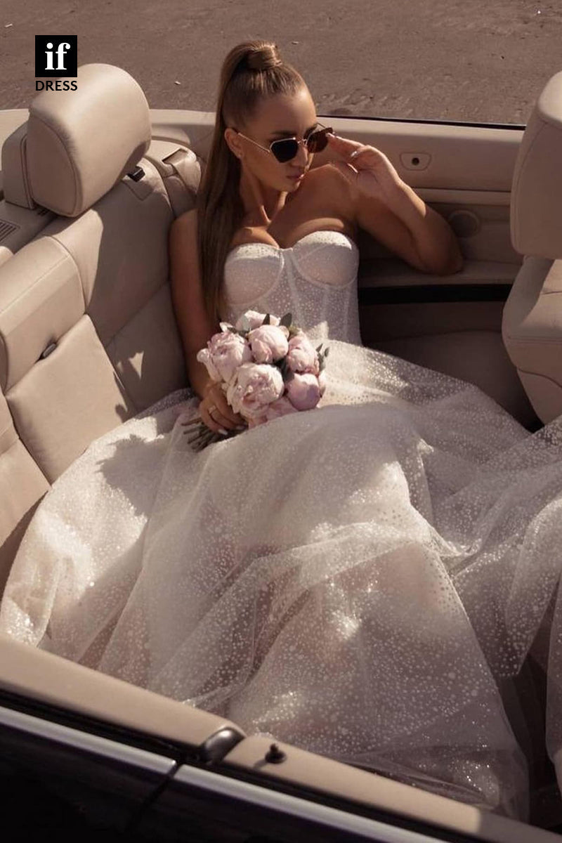 30550 - A-line Sweetheart Sparkly Rustic Wedding Dress