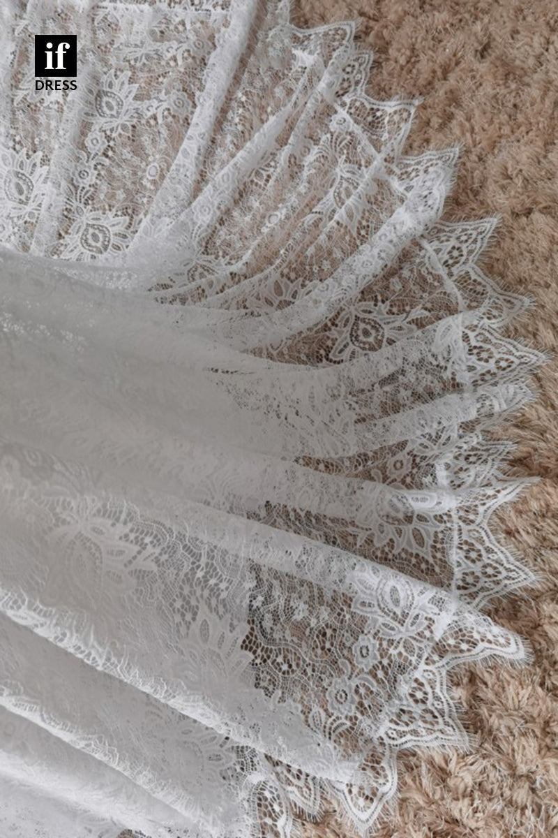 30577 - Plunging V-Neck Lace Mermaid Wedding Gown