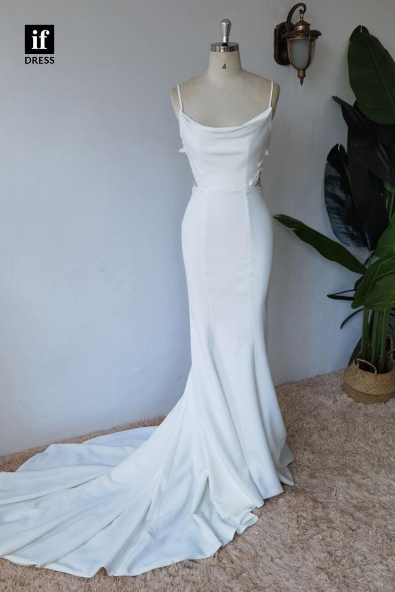30578 - Spaghetti Straps Elastic Satin Mermaid Wedding Dress