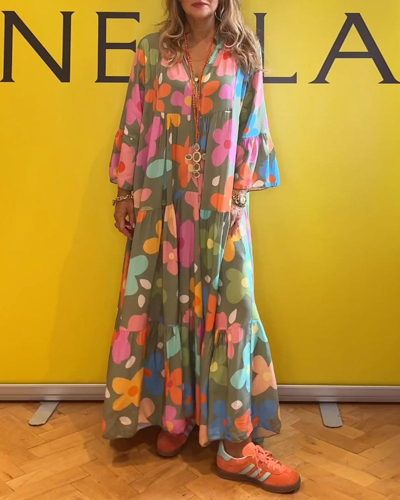 Guillermina Aesthetic Floral Dress with Bell Sleeves Premium Wardrobe Essential