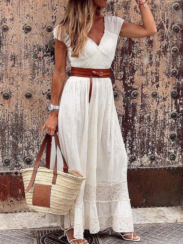 Milana Women V-neck Lace Maxi Dress for Women Comfortable Daily Wear