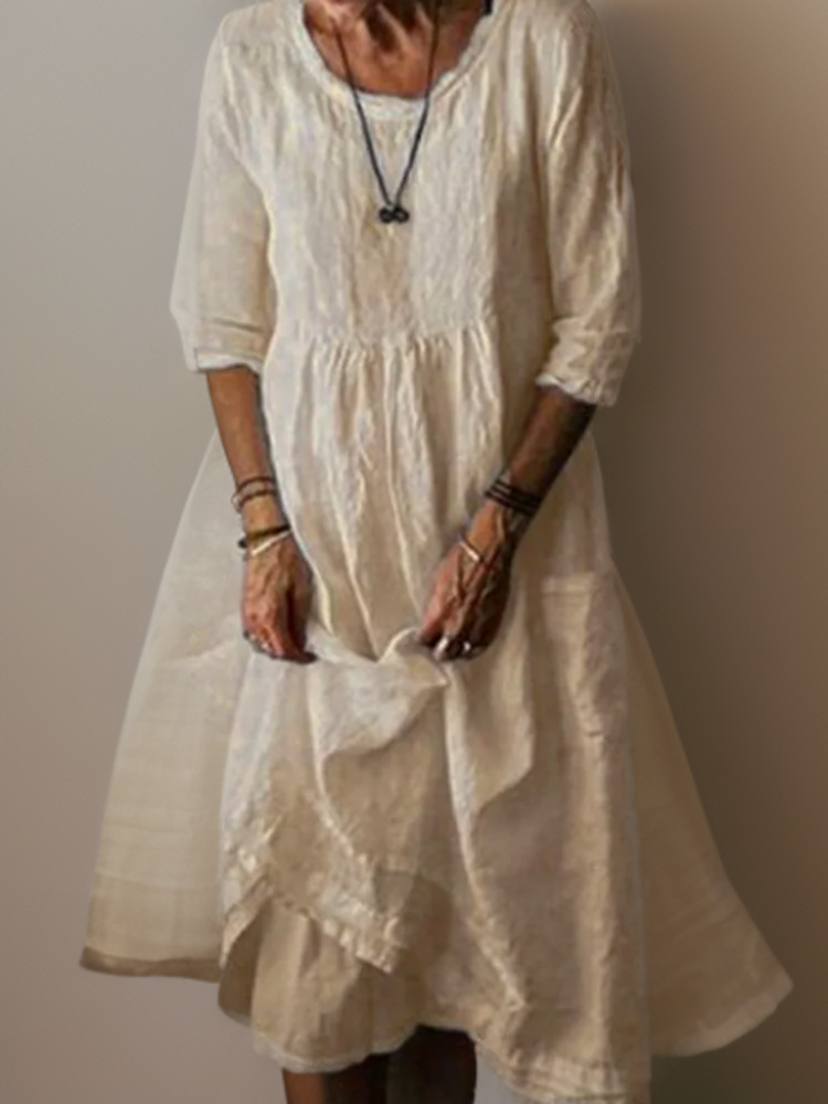 Yoselin Statement Maxi Dress with a Loose Crew Neck Chic Silhouette Collection
