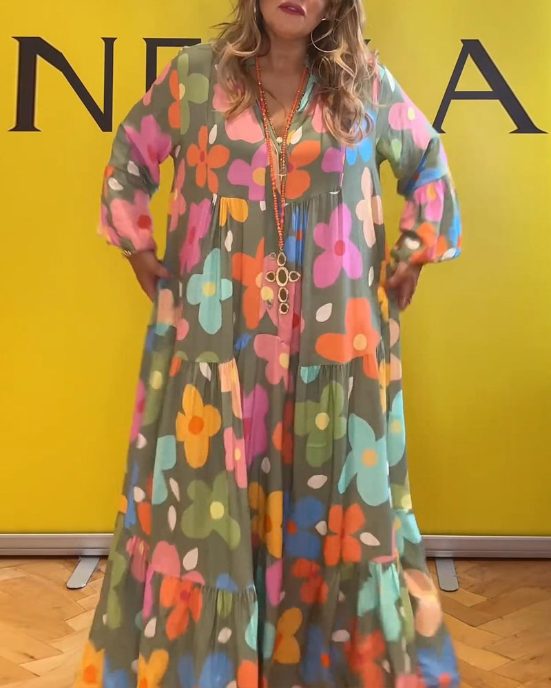 Guillermina Aesthetic Floral Dress with Bell Sleeves Premium Wardrobe Essential