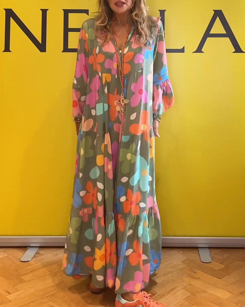 Guillermina Aesthetic Floral Dress with Bell Sleeves Premium Wardrobe Essential