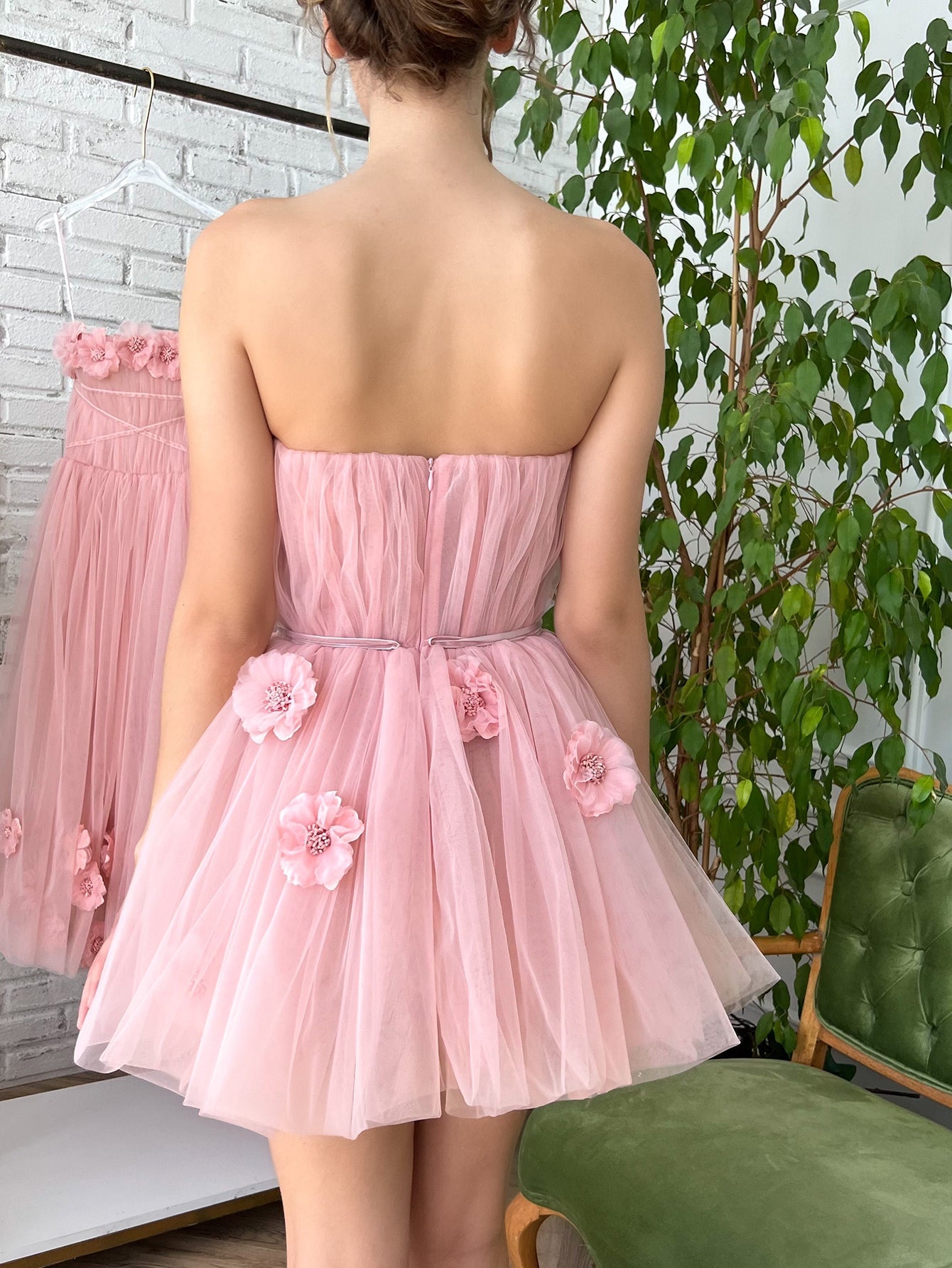 Tulle Pink Corset Strapless Short Homecoming Dress - Fashionpara