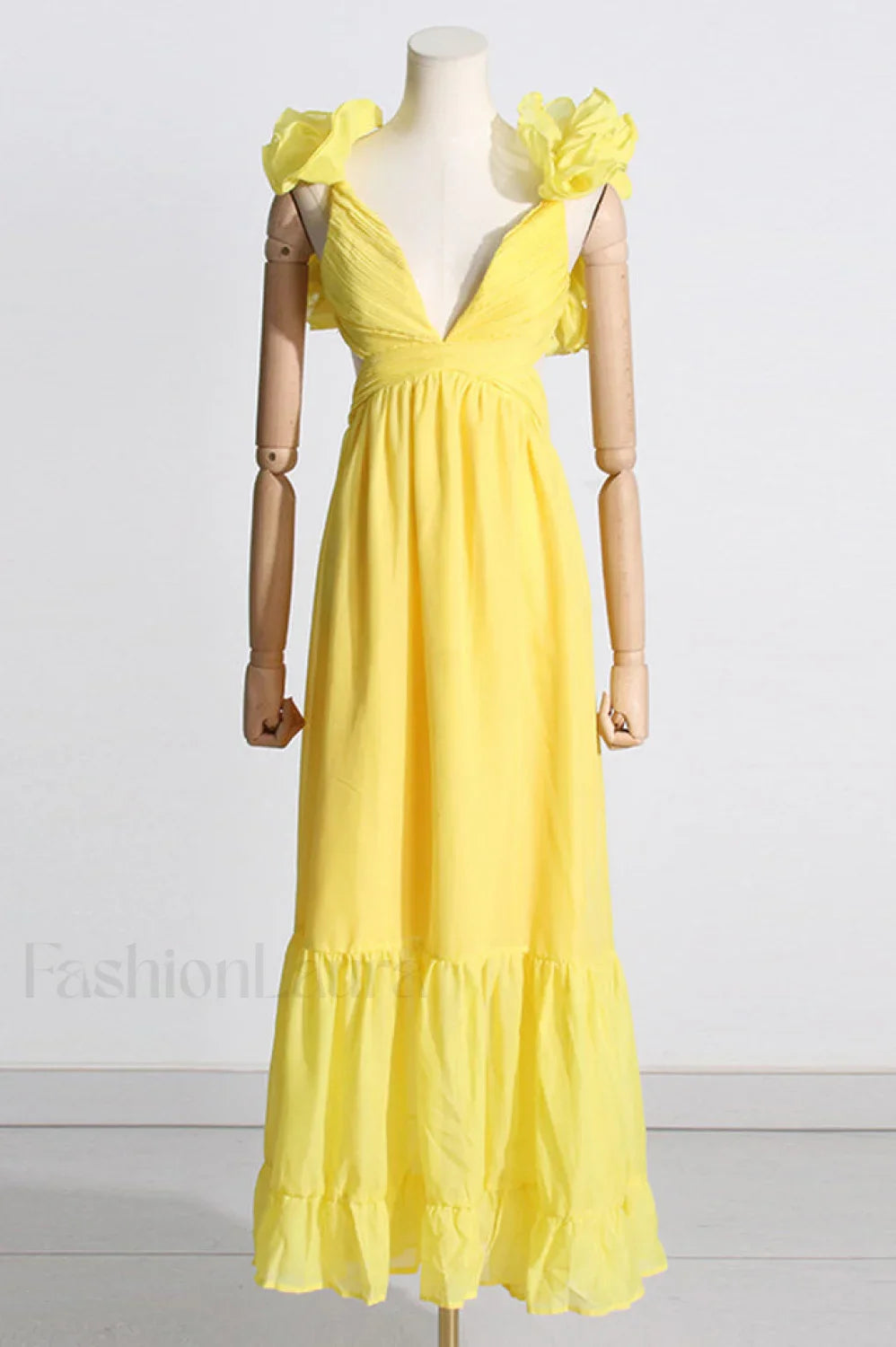 Indy Elegant Chiffon Dress S / Yellow