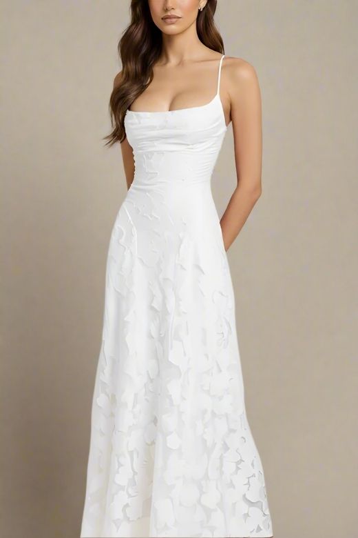 Ivy Bodycon Maxi Dress - White Pearl