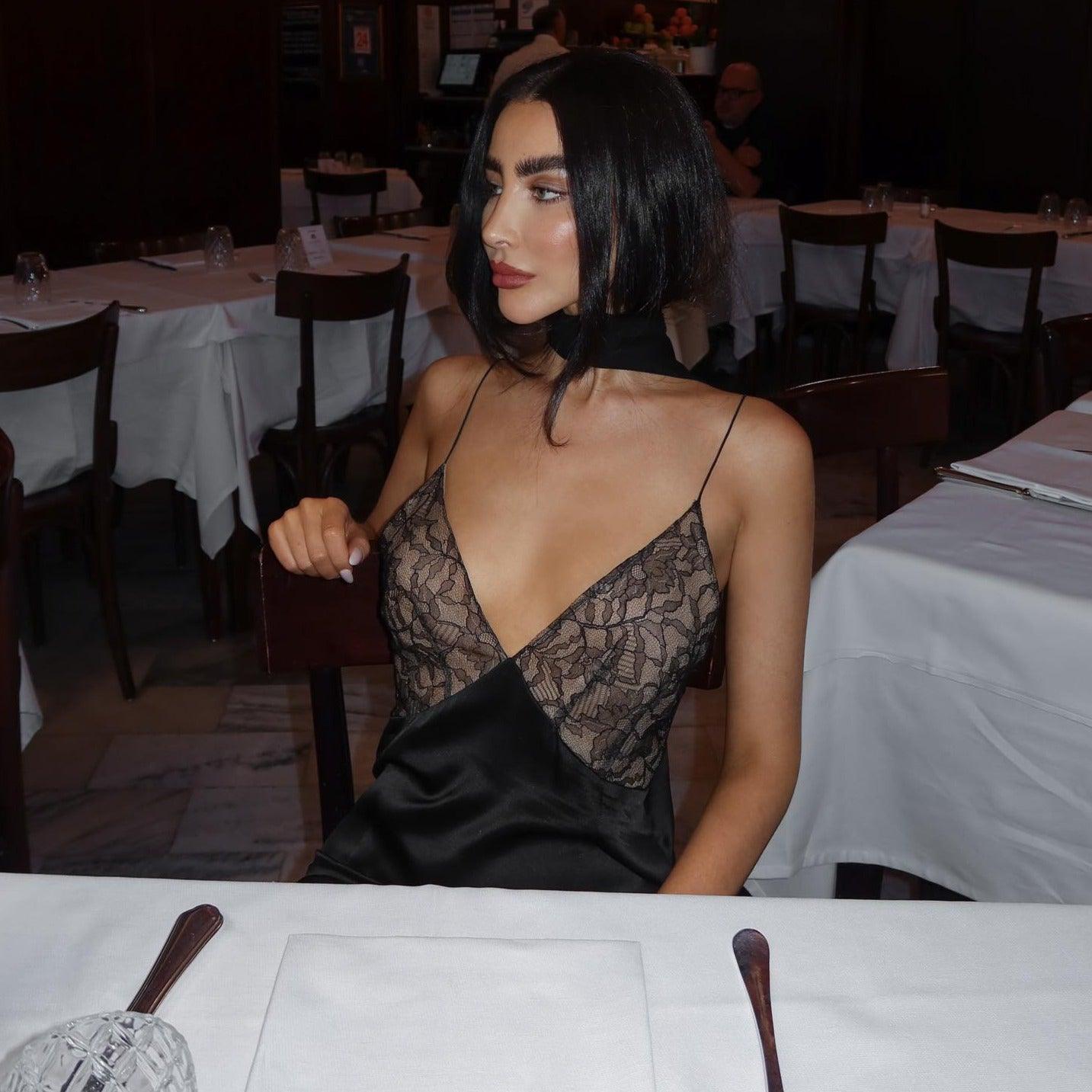 Anissa - Spliced - Lace Mesh Maxi Dress