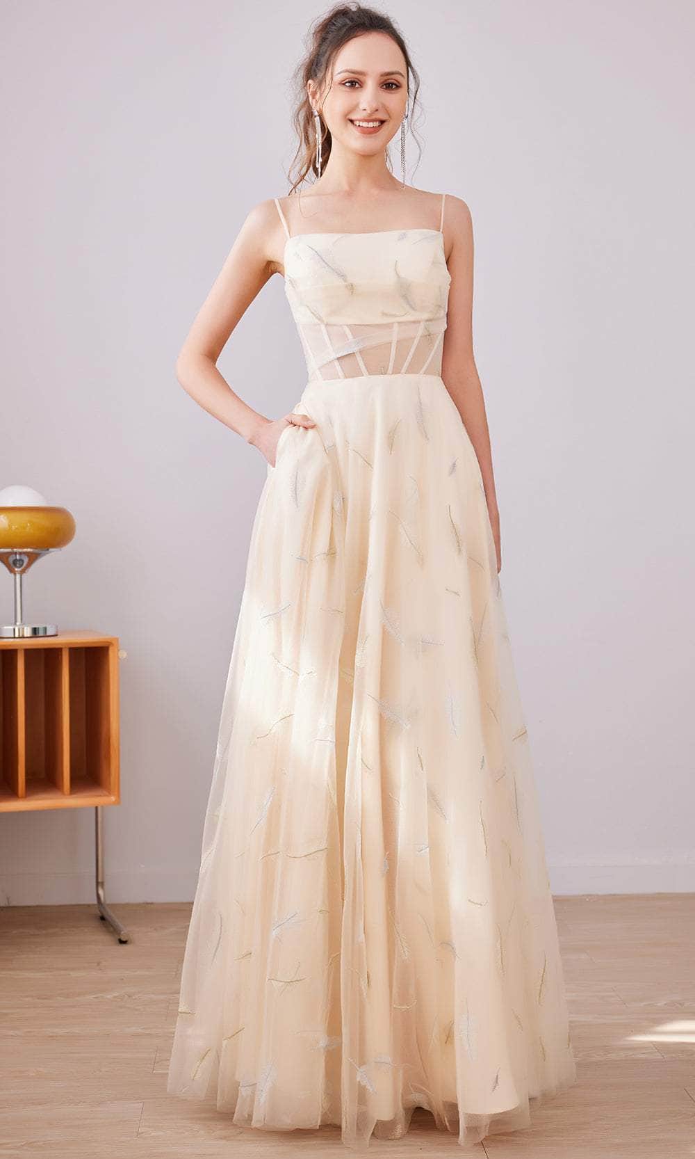 Straight Across A-Line Long Dress - View 8 | VelvetHem