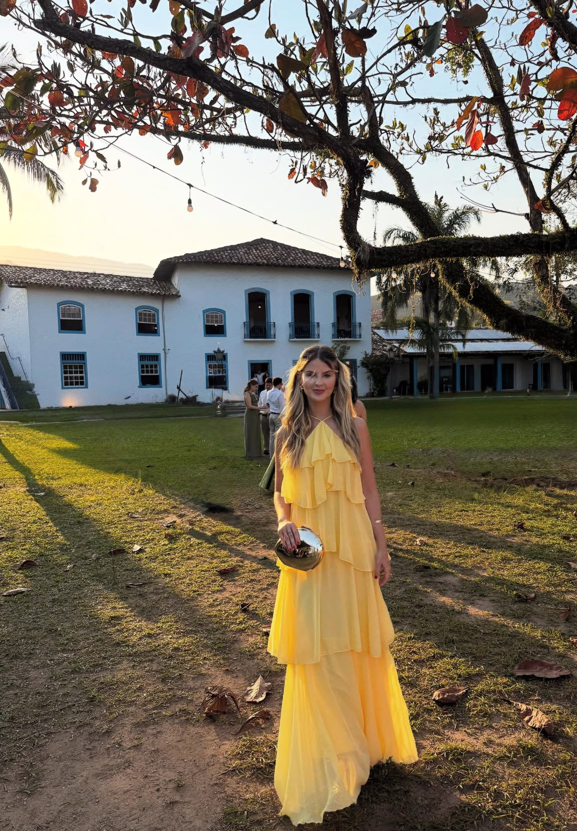 Yellow Layered A-Line Long Prom Dress Formal Party Dress Wedding Guest Dress