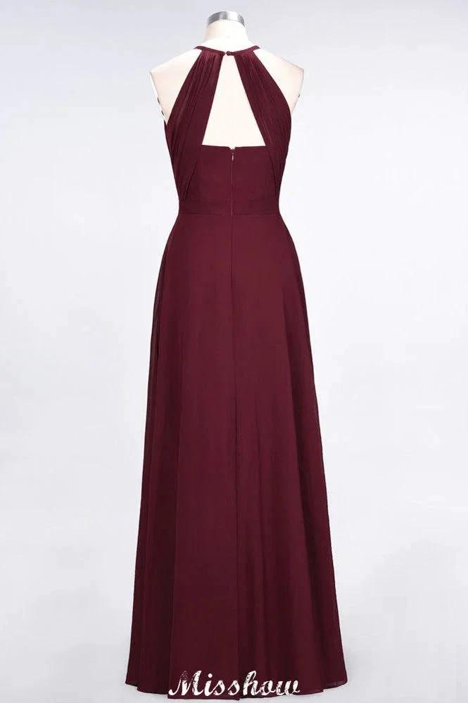 Jewel Sleeveless Floor-Length Bridesmaid Dress Ruffles Spaghetti aline Maid of Honor Dress (ZD12901)
