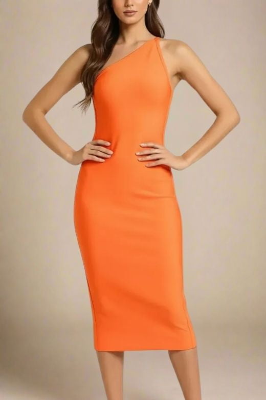 Joi Bodycon Midi Dress - Apricot Orange