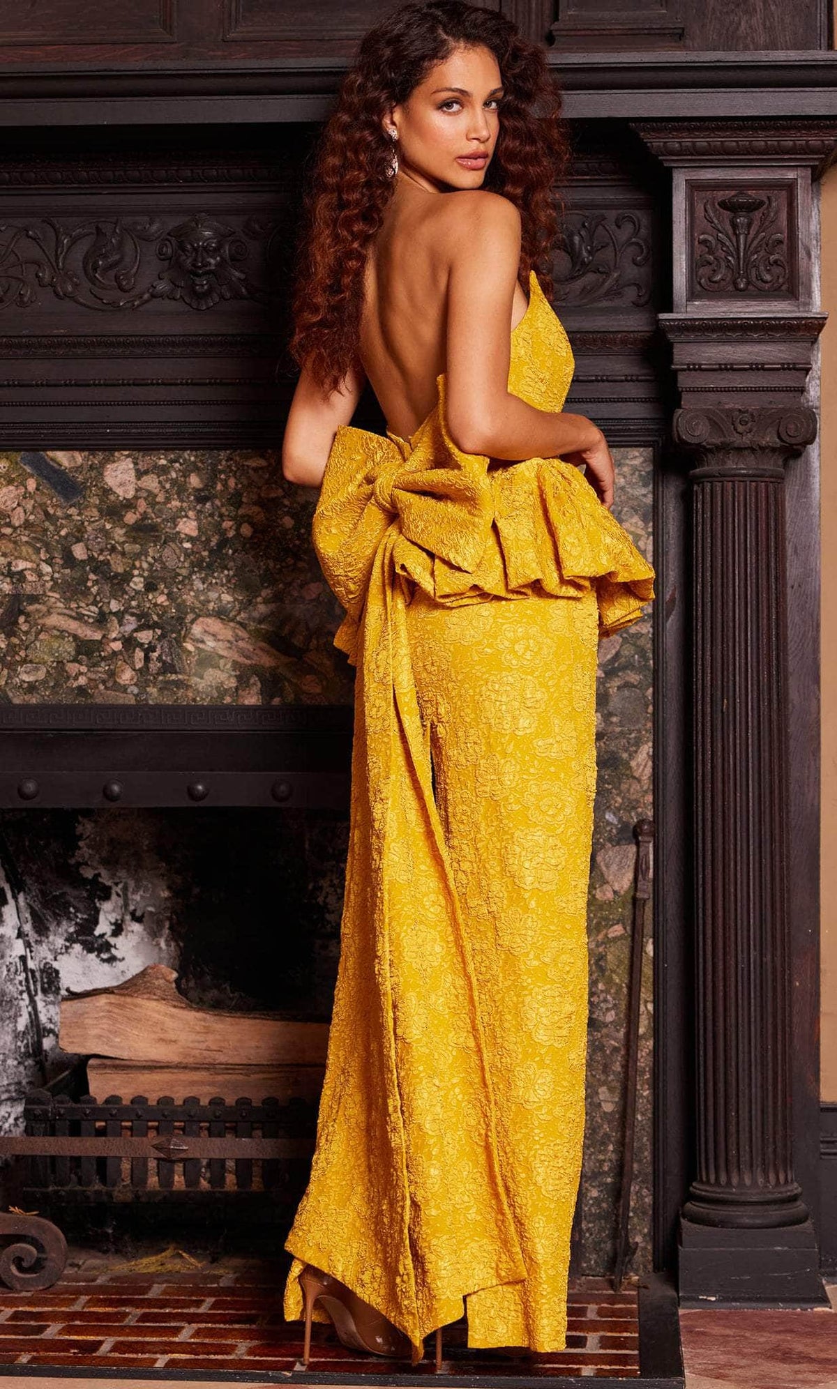 V-Neck Floral Evening Dress - View 2 | VelvetHem