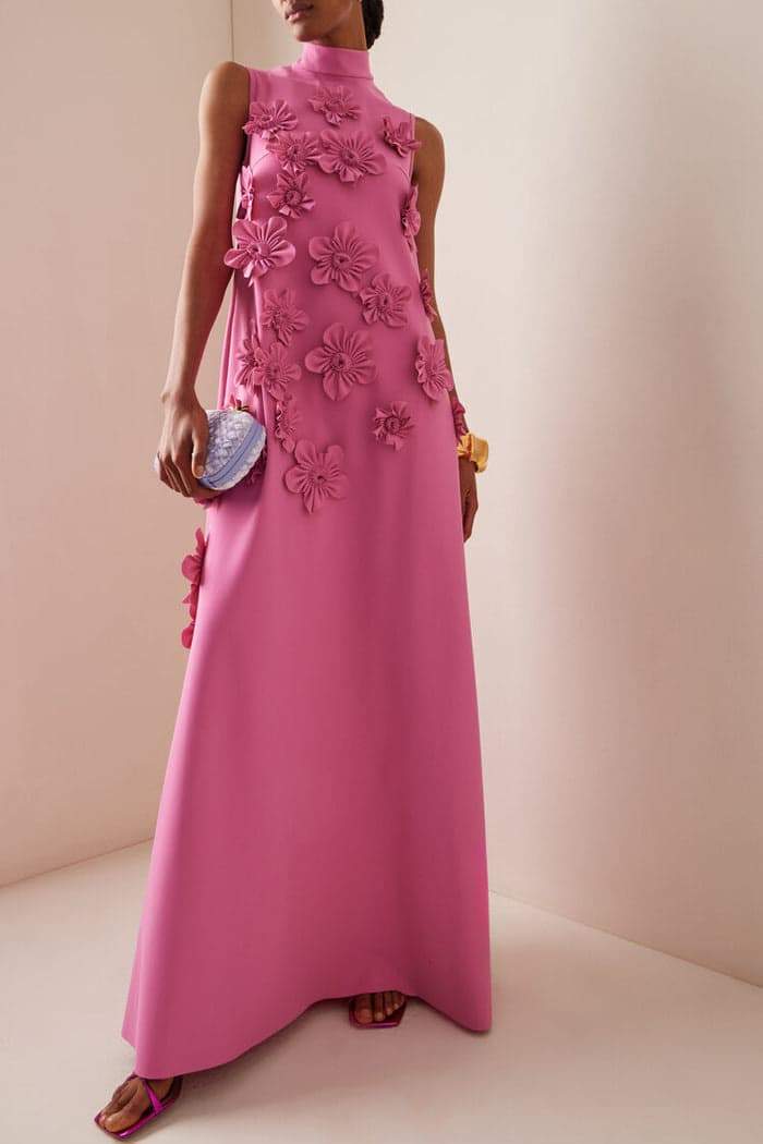 Jimena Effortless Sleeveless Maxi Dress with Floral Embellishment Boutique Collection