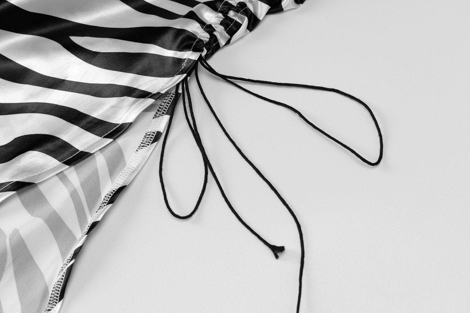 Cowl neck cross back zebra printed dress