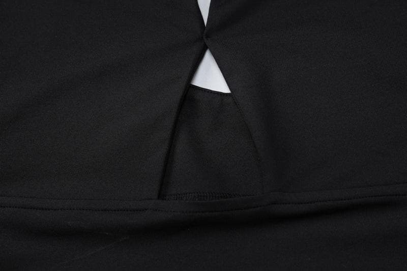 Flower applique contrast self tie halter backless hollow out mini dress