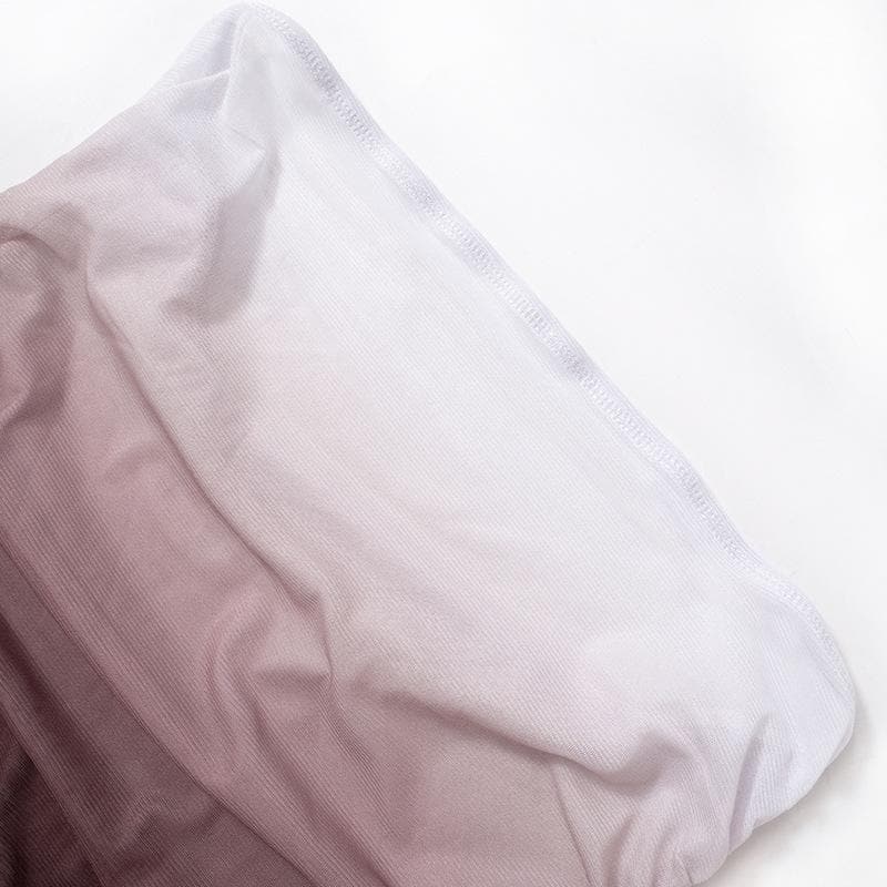 Gradient sheer mesh see through ruched tube maxi dress